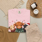 Christmas Highland Cattle Trio T-Shirt — Cute Cow Holiday Tee