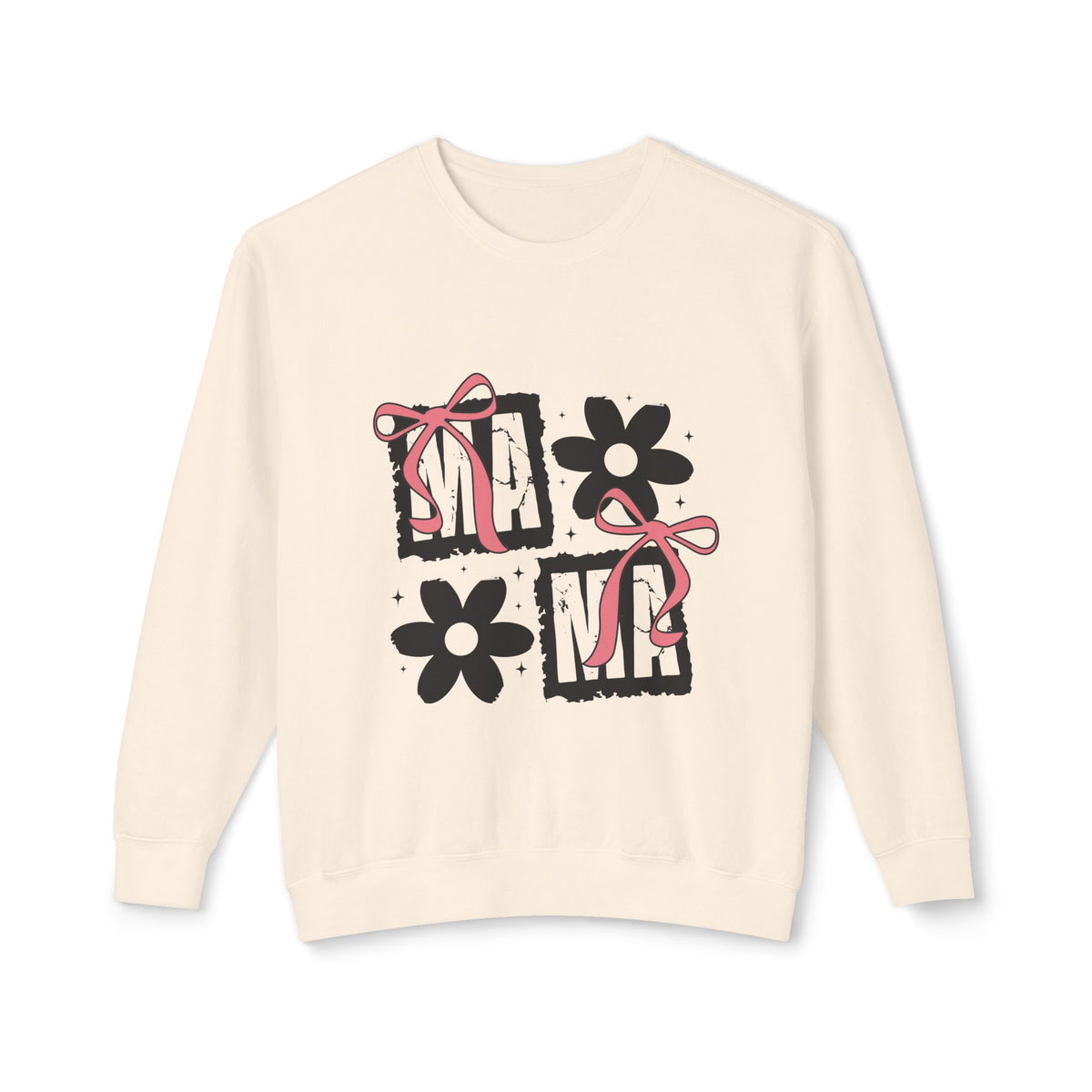 Mama Floral Crewneck Sweatshirt — Pink Bow & Flower Mom Design