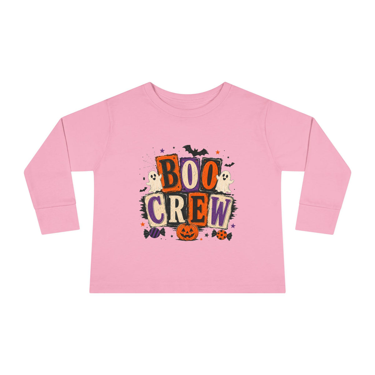 Boo Crew Toddler Long Sleeve Tee — Cute Halloween Pumpkin & Ghosts