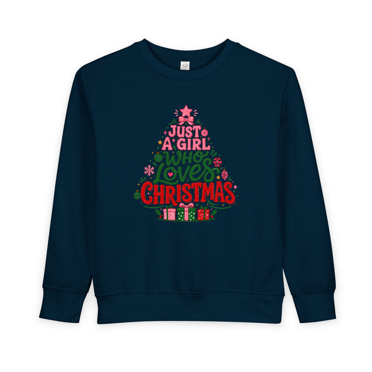Toddler Sweatshirt — "Just a Girl Who Loves Christmas" Holiday Sweatshirt