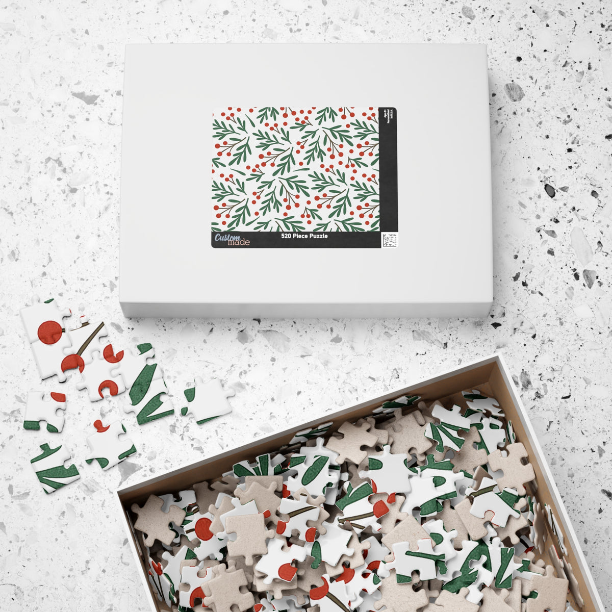 Holiday Berry Pattern Puzzle — Festive Botanical Jigsaw (110–1014 pcs)