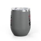 Wine Tumbler — Mom Floral Blocks with Pink Bows, 12 oz Insulated