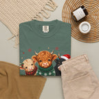 Christmas Highland Cattle Trio T-Shirt — Cute Cow Holiday Tee