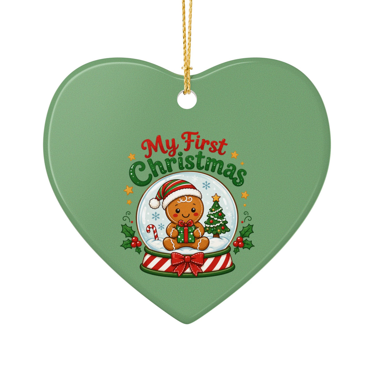 My First Christmas Ceramic Ornament – Baby's First Holiday Heart Decoration