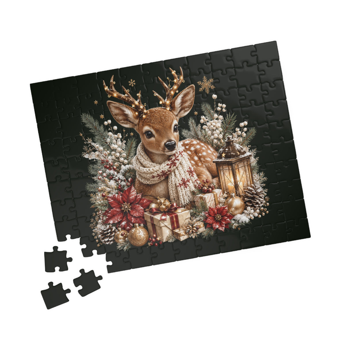 Woodland Fawn Christmas Puzzle — Festive Deer Scene Holiday Jigsaw (110–1014 pcs)