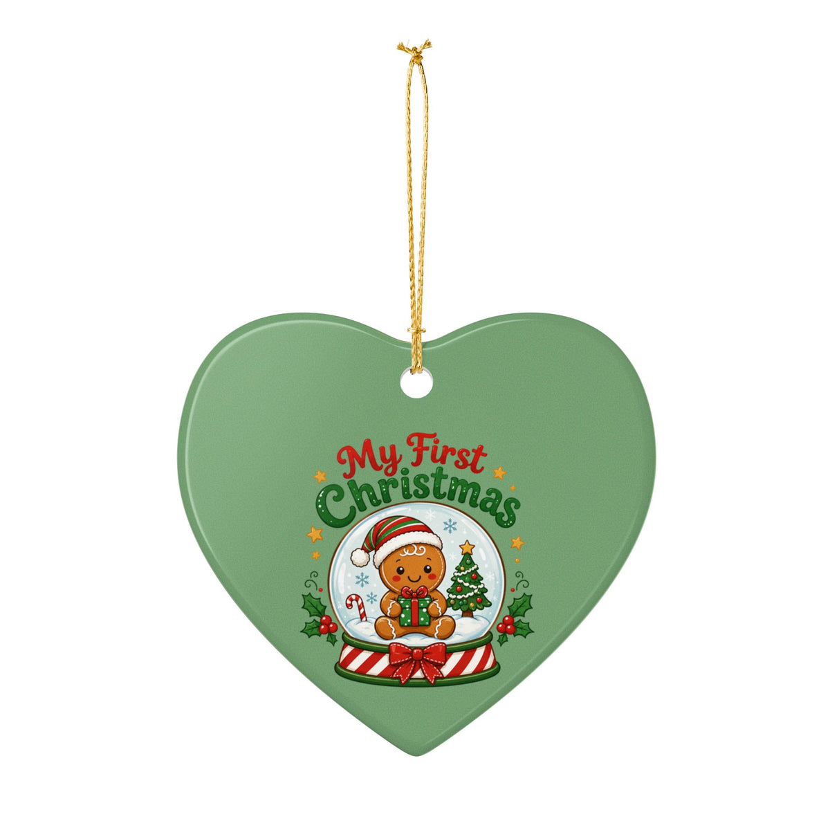 My First Christmas Ceramic Ornament – Baby's First Holiday Heart Decoration