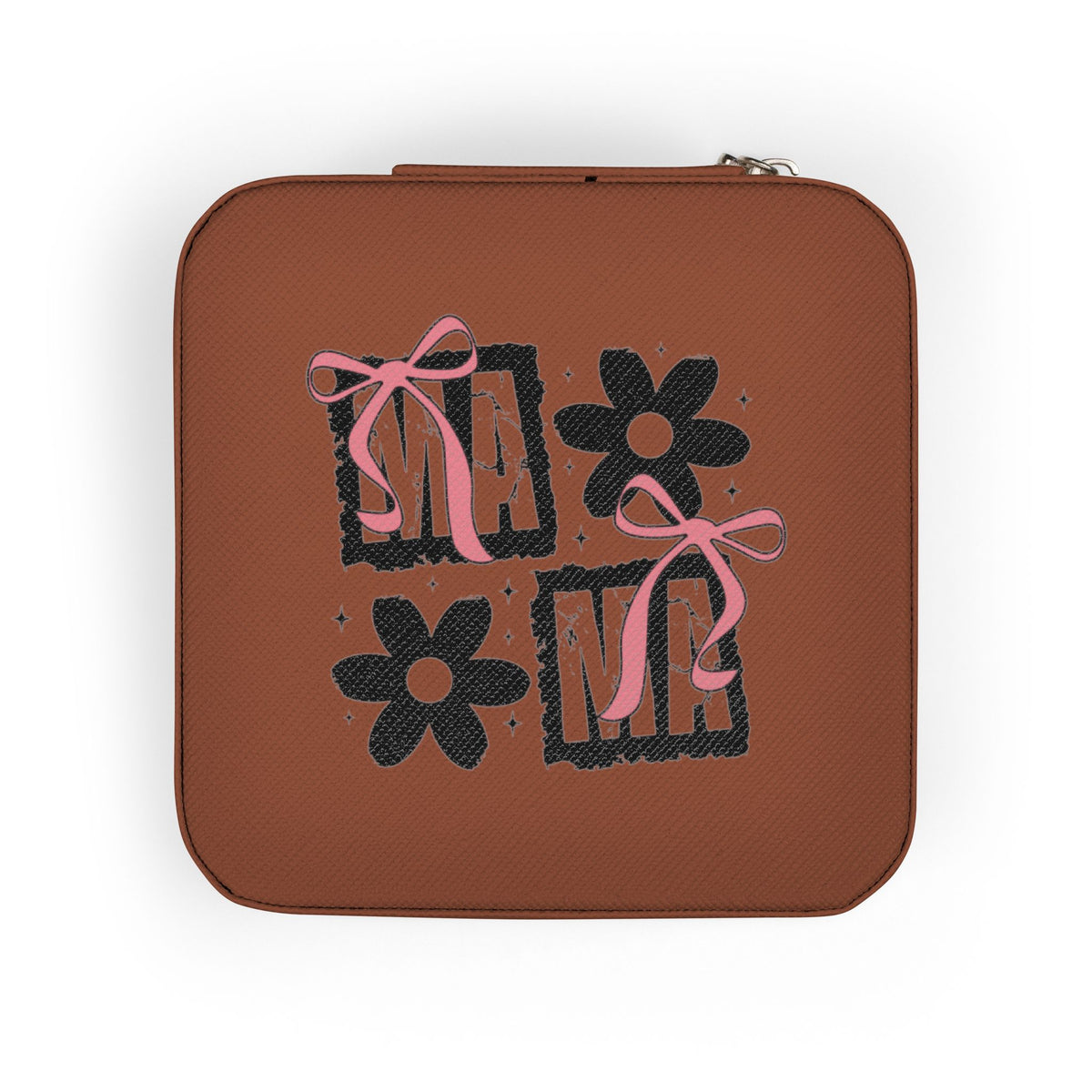 Compact Pink Jewelry Travel Case — Gift Box & Flower Design