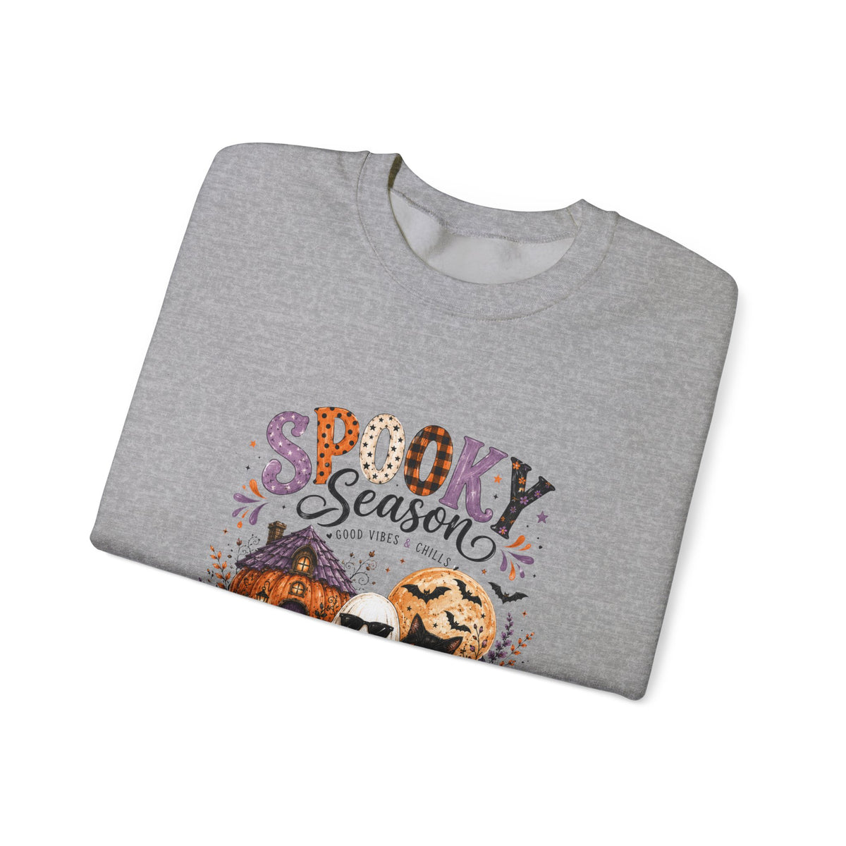 Spooky Season Crewneck Sweatshirt — Ghosts & Pumpkins Halloween Pullover