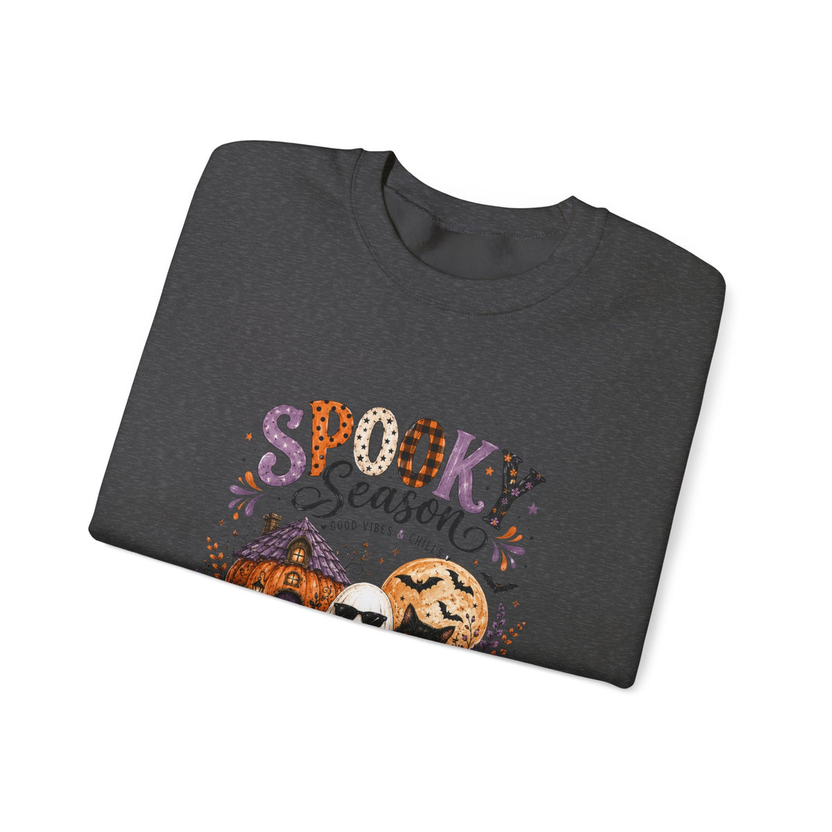 Spooky Season Crewneck Sweatshirt — Ghosts & Pumpkins Halloween Pullover