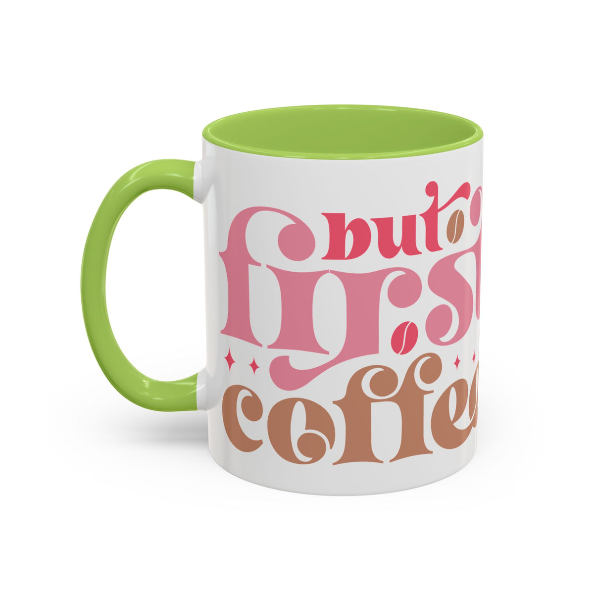 Retro Pink & Brown "Must First Coffee" Accent Coffee Mug (11/15oz)