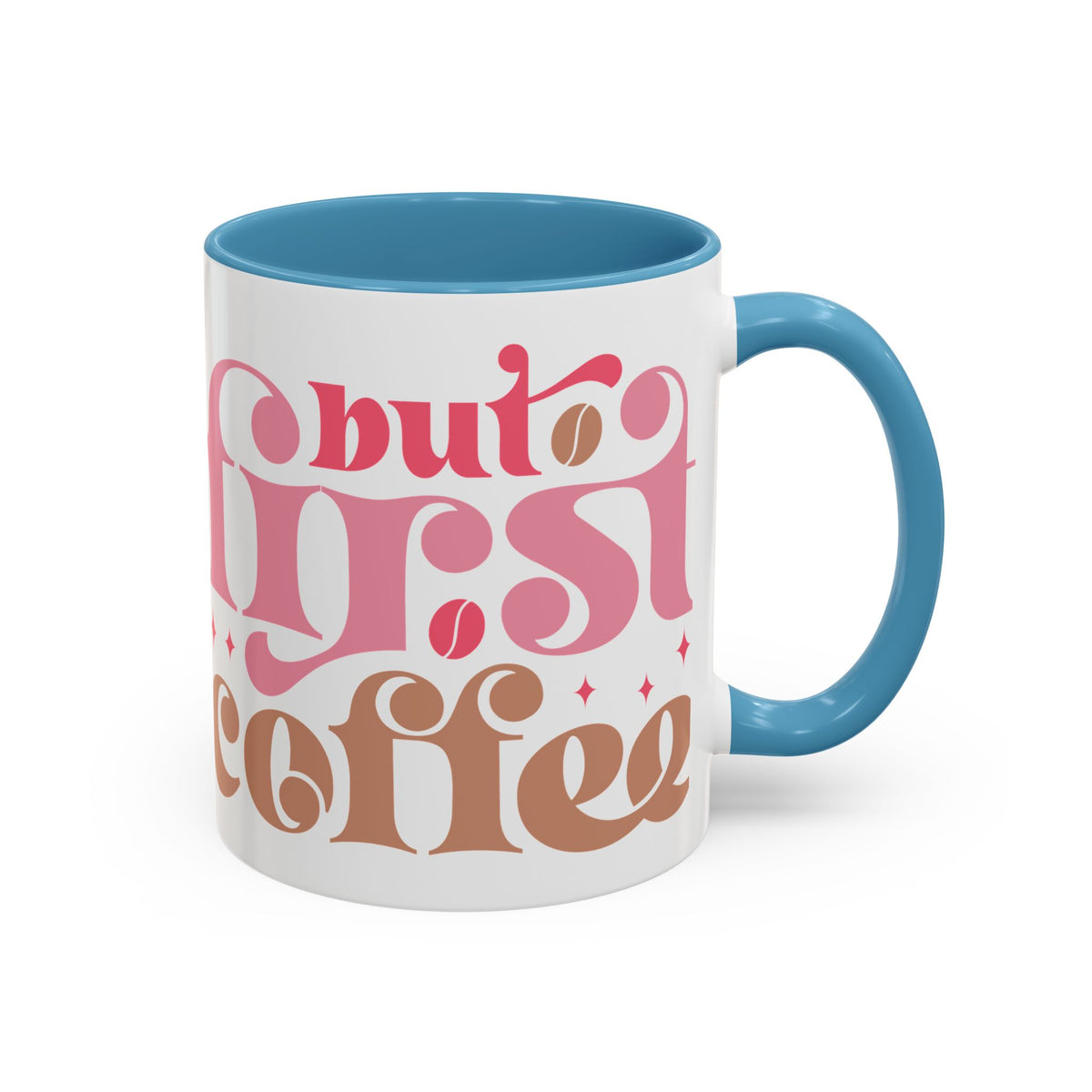 Retro Pink & Brown "Must First Coffee" Accent Coffee Mug (11/15oz)