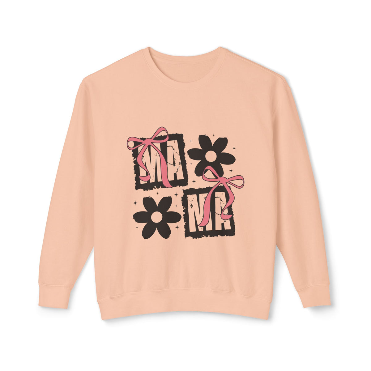 Mama Floral Crewneck Sweatshirt — Pink Bow & Flower Mom Design