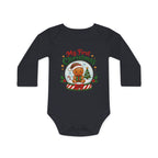 My First Christmas Baby Bodysuit — Gingerbread Snow Globe Long-Sleeve Organic Onesie