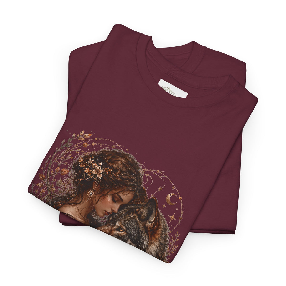 Vintage Woodland Goddess T-Shirt — Woman with Fox Graphic Tee