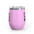 Wine Tumbler — Mom Floral Blocks with Pink Bows, 12 oz Insulated