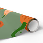 Pumpkin Pattern Wrapping Paper — Autumn Green Gift Wrap for Fall, Halloween & Thanksgiving