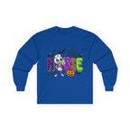 Nurse Halloween Long Sleeve Tee — Cute Spooky Skeleton, Pumpkin & Spiderweb Graphic