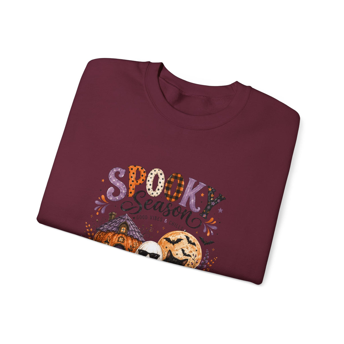Spooky Season Crewneck Sweatshirt — Ghosts & Pumpkins Halloween Pullover