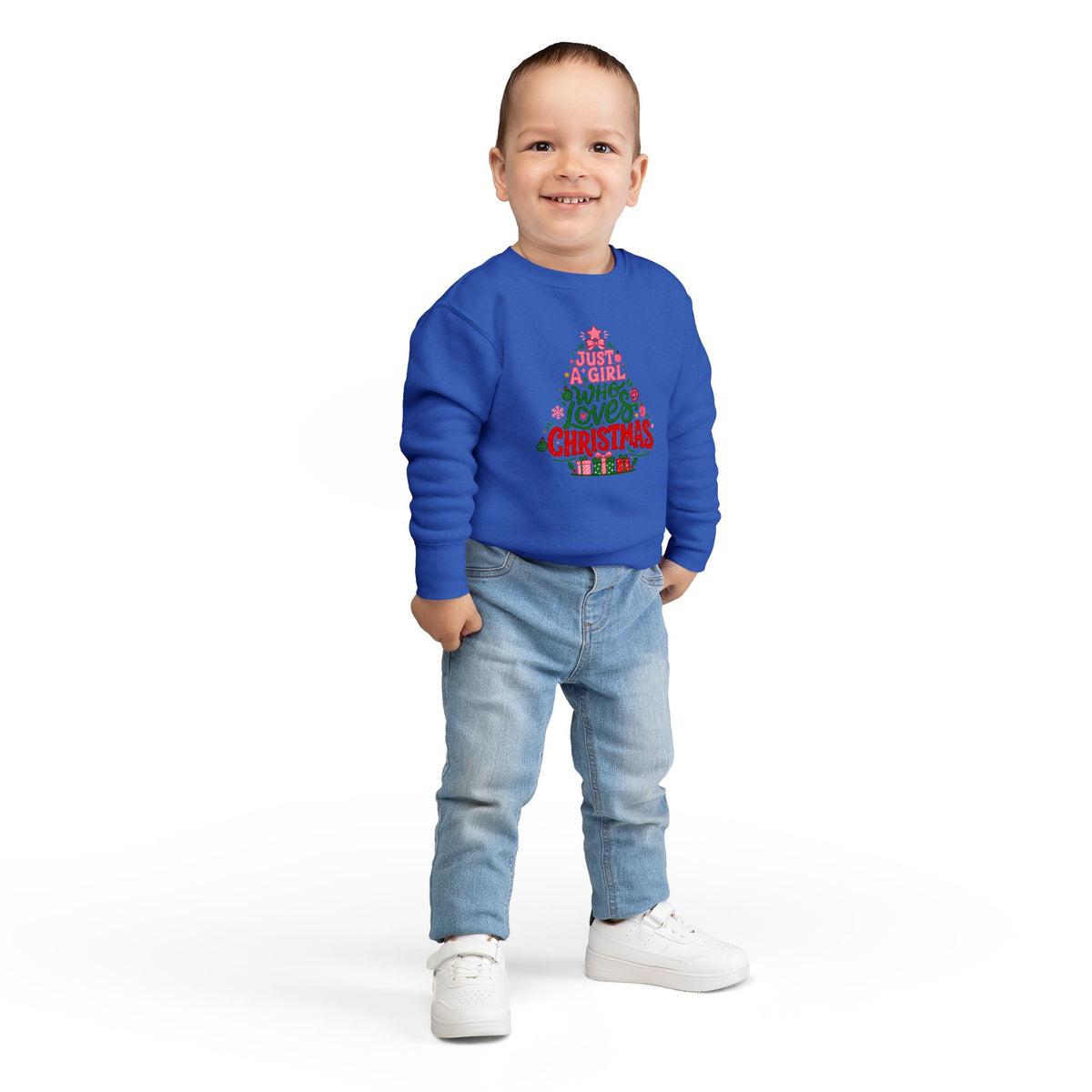 Toddler Sweatshirt — "Just a Girl Who Loves Christmas" Holiday Sweatshirt