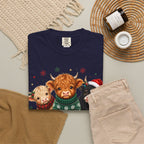 Christmas Highland Cattle Trio T-Shirt — Cute Cow Holiday Tee