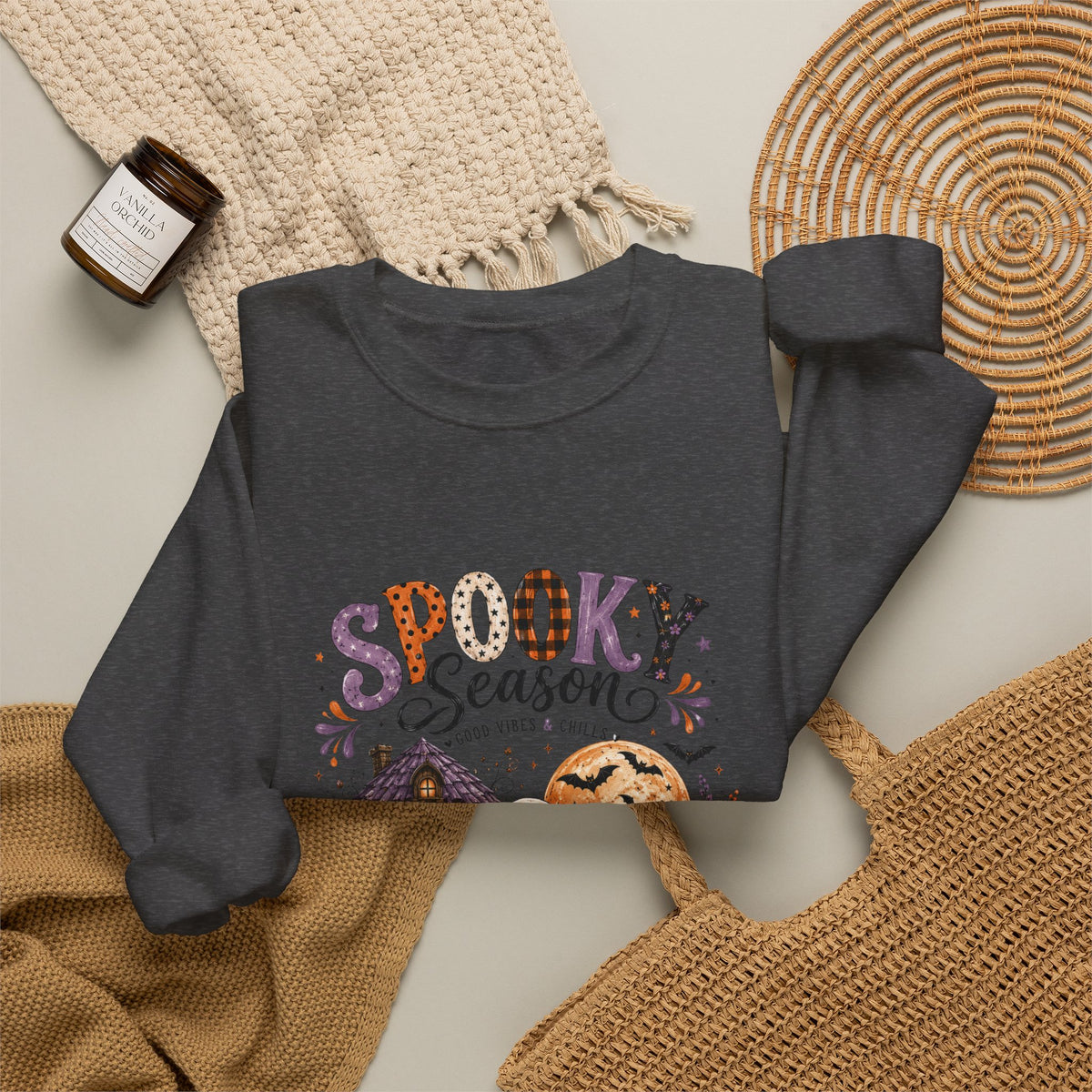Spooky Season Crewneck Sweatshirt — Ghosts & Pumpkins Halloween Pullover