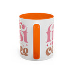 Retro Pink & Brown "Must First Coffee" Accent Coffee Mug (11/15oz)