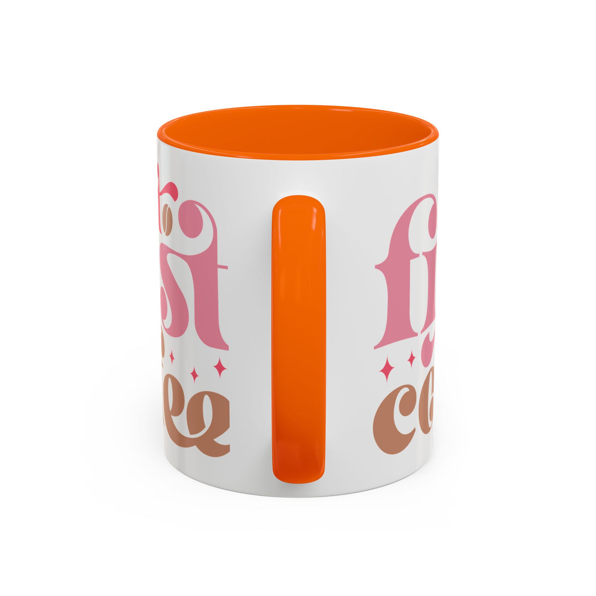 Retro Pink & Brown "Must First Coffee" Accent Coffee Mug (11/15oz)