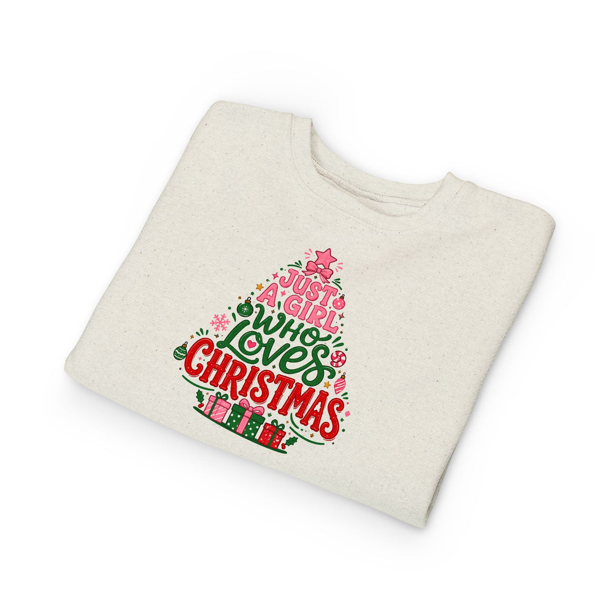 Toddler Sweatshirt — "Just a Girl Who Loves Christmas" Holiday Sweatshirt