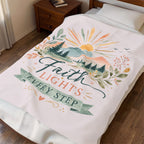 Faith Lights Every Step Velveteen Plush Blanket — Inspirational Cozy Throw