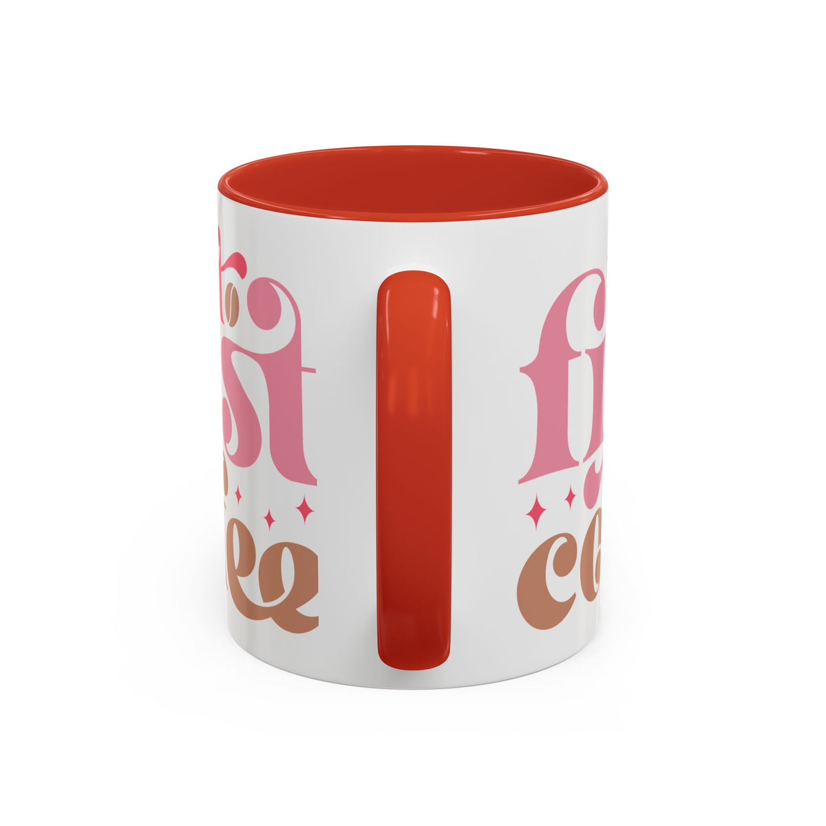 Retro Pink & Brown "Must First Coffee" Accent Coffee Mug (11/15oz)