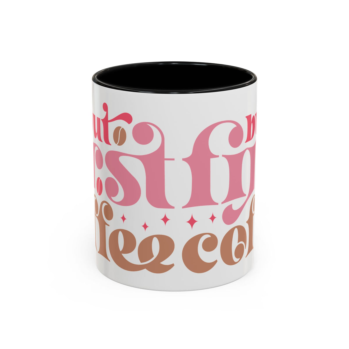 Retro Pink & Brown "Must First Coffee" Accent Coffee Mug (11/15oz)