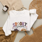 Spooky Season Crewneck Sweatshirt — Ghosts & Pumpkins Halloween Pullover