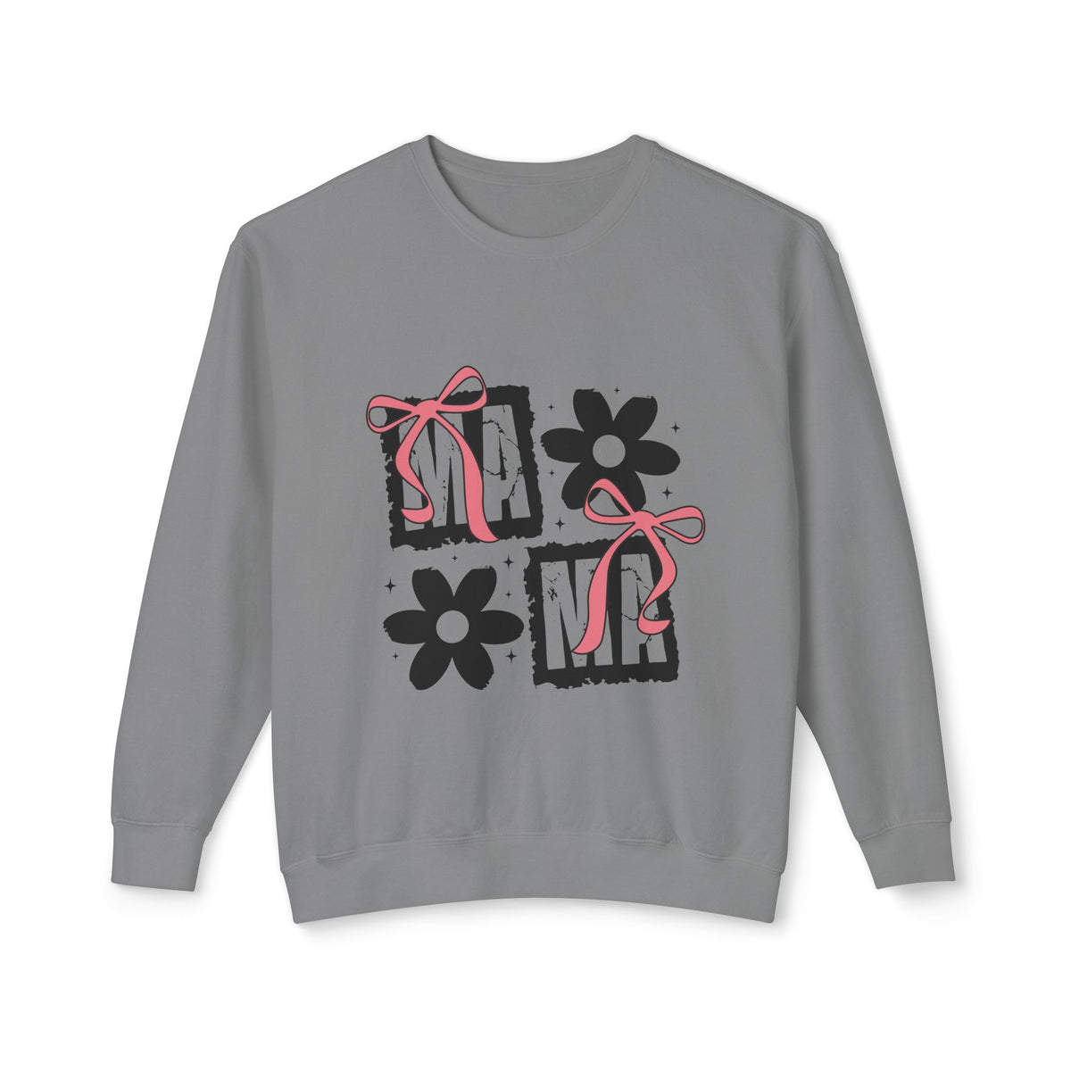 Mama Floral Crewneck Sweatshirt — Pink Bow & Flower Mom Design