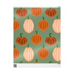 Pumpkin Pattern Wrapping Paper — Autumn Green Gift Wrap for Fall, Halloween & Thanksgiving