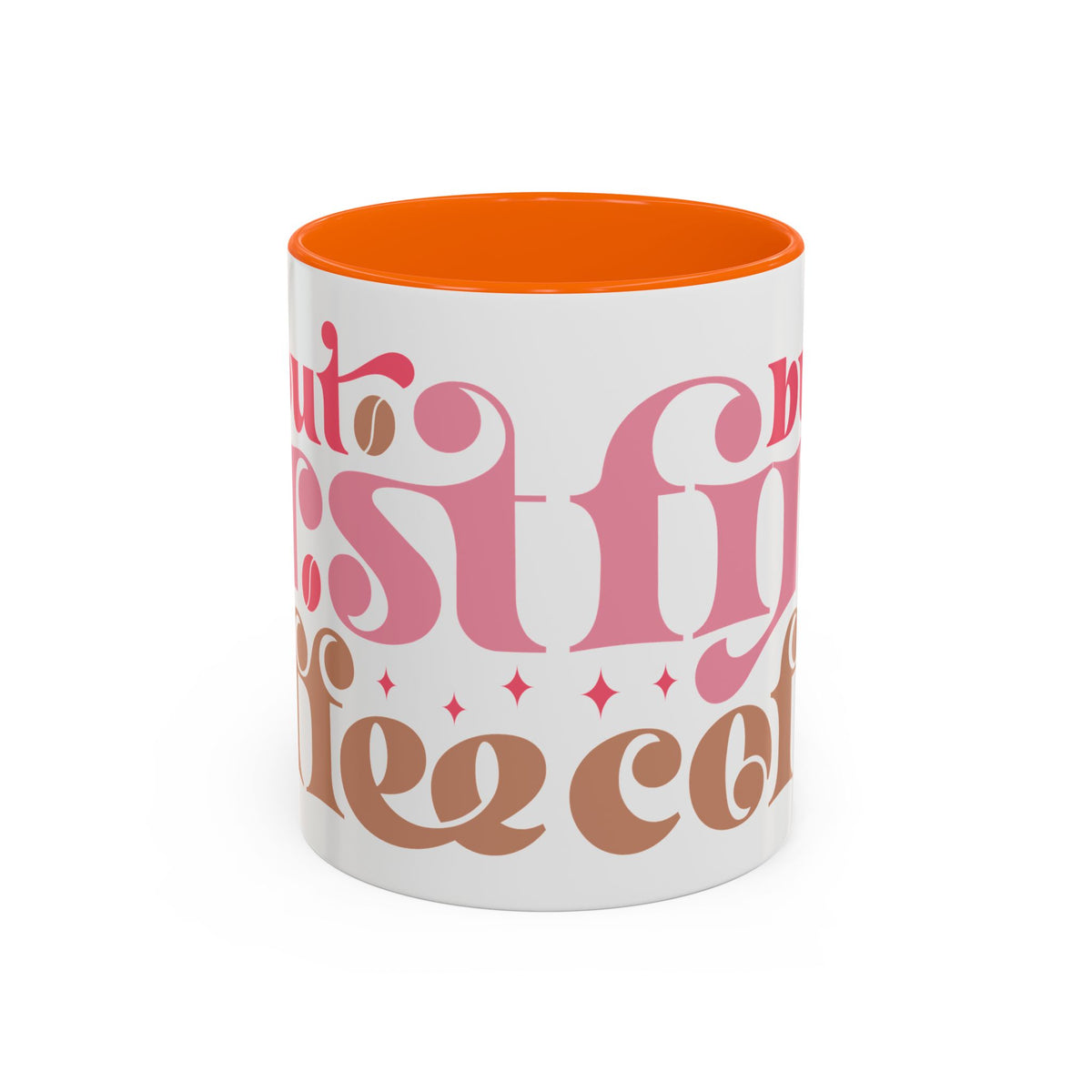 Retro Pink & Brown "Must First Coffee" Accent Coffee Mug (11/15oz)