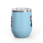 Wine Tumbler — Mom Floral Blocks with Pink Bows, 12 oz Insulated