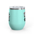 Wine Tumbler — Mom Floral Blocks with Pink Bows, 12 oz Insulated