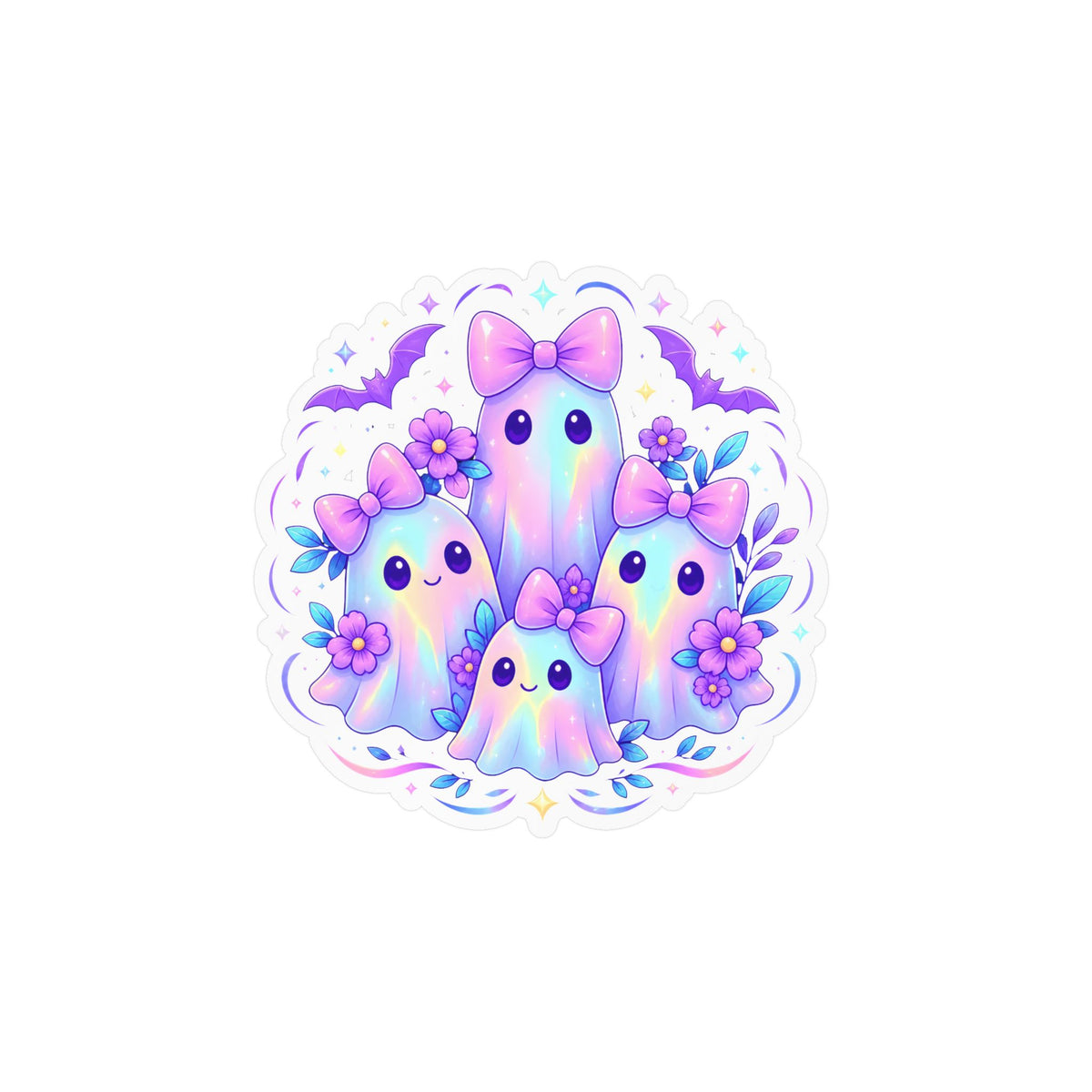Cute Pastel Ghosts Kiss-Cut Vinyl Sticker