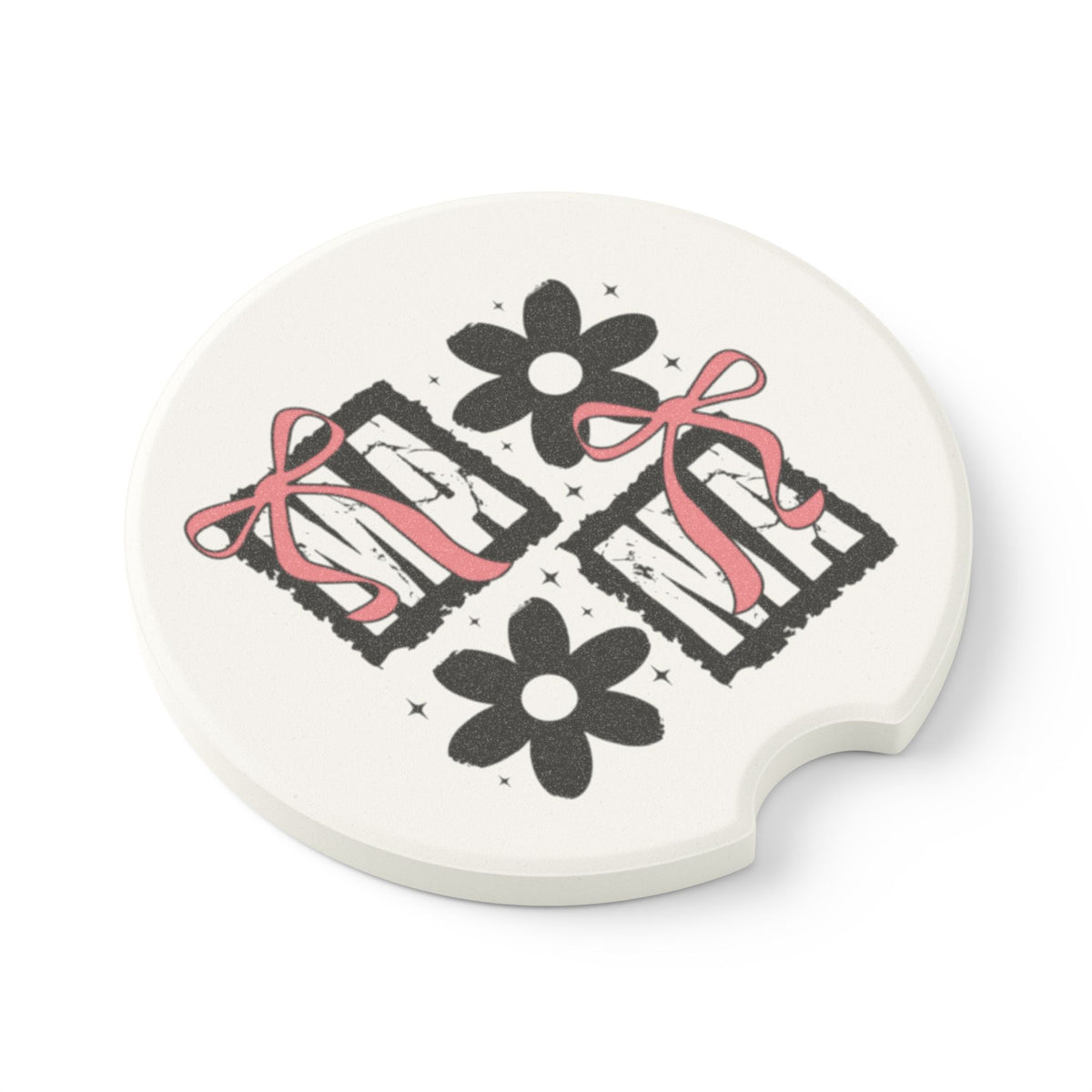 Soapstone Car Coaster — Retro Floral Gift Boxes Design