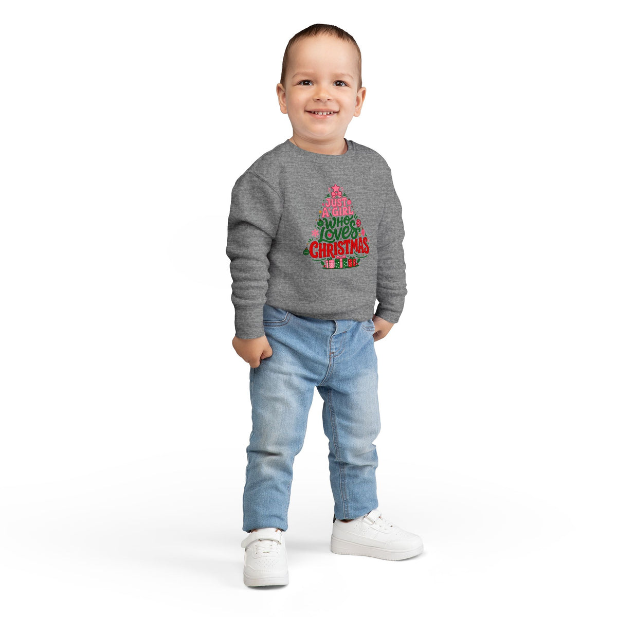 Toddler Sweatshirt — "Just a Girl Who Loves Christmas" Holiday Sweatshirt