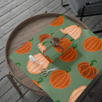 Pumpkin Pattern Wrapping Paper — Autumn Green Gift Wrap for Fall, Halloween & Thanksgiving