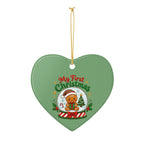My First Christmas Ceramic Ornament – Baby's First Holiday Heart Decoration