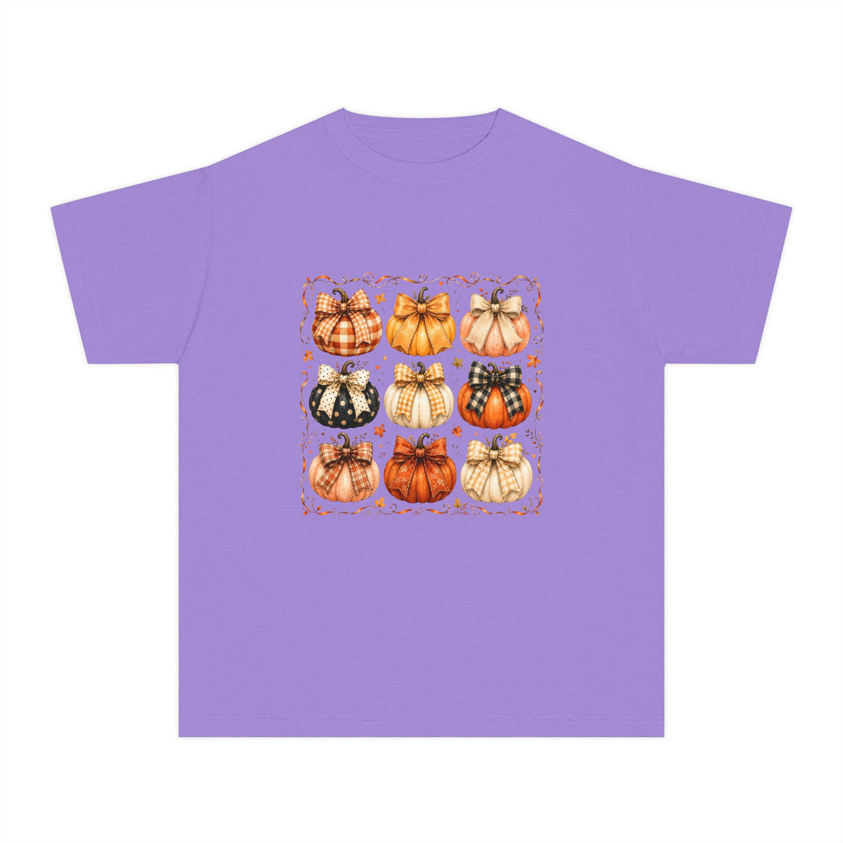 Youth Tee — Vintage Patchwork Pumpkins Fall Graphic