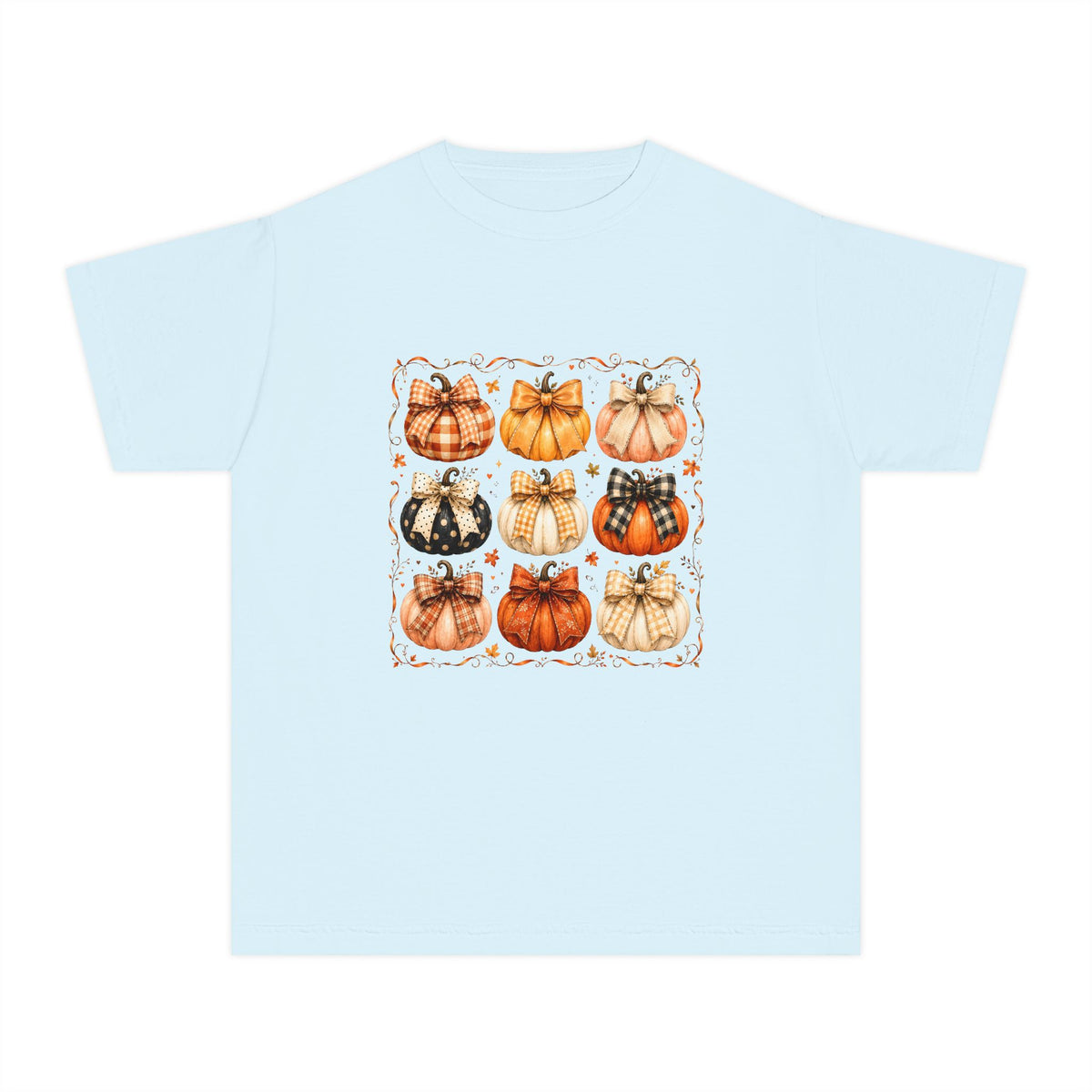 Youth Tee — Vintage Patchwork Pumpkins Fall Graphic