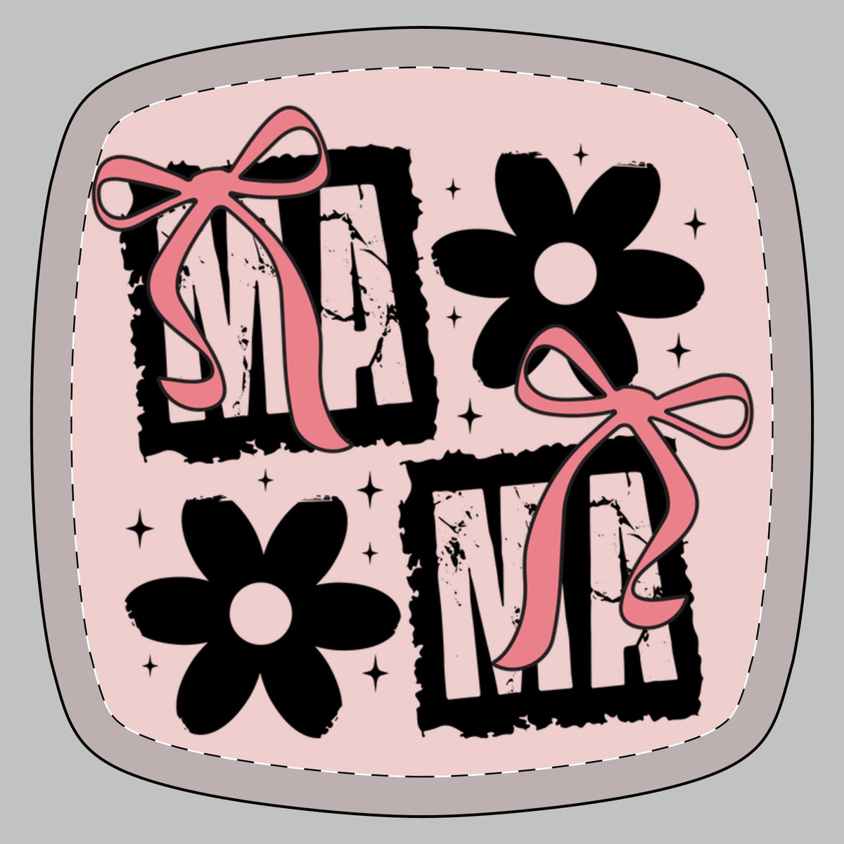 Compact Square Mirror — Pink Floral & Bow Pocket Mirror