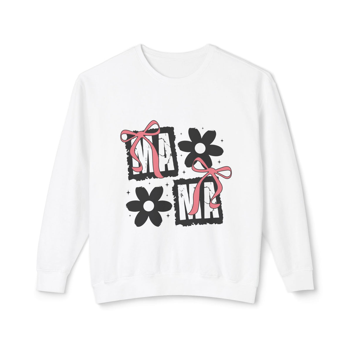 Mama Floral Crewneck Sweatshirt — Pink Bow & Flower Mom Design