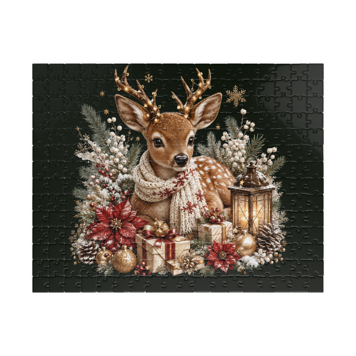 Woodland Fawn Christmas Puzzle — Festive Deer Scene Holiday Jigsaw (110–1014 pcs)
