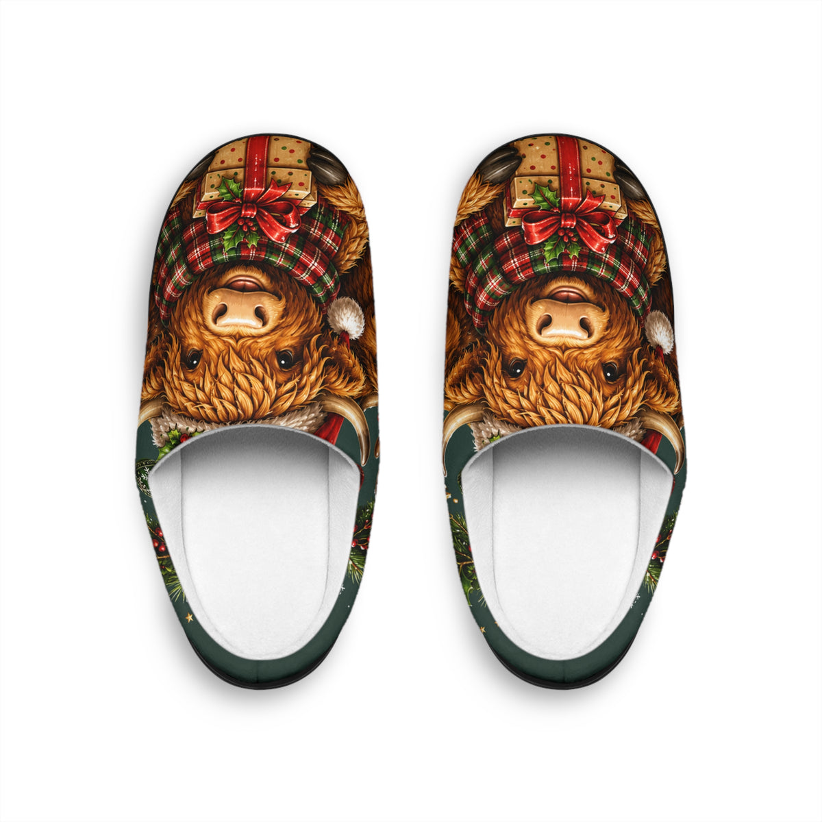 Cozy Highland Cow Christmas Slippers — Women's Indoor Holiday House Shoes
