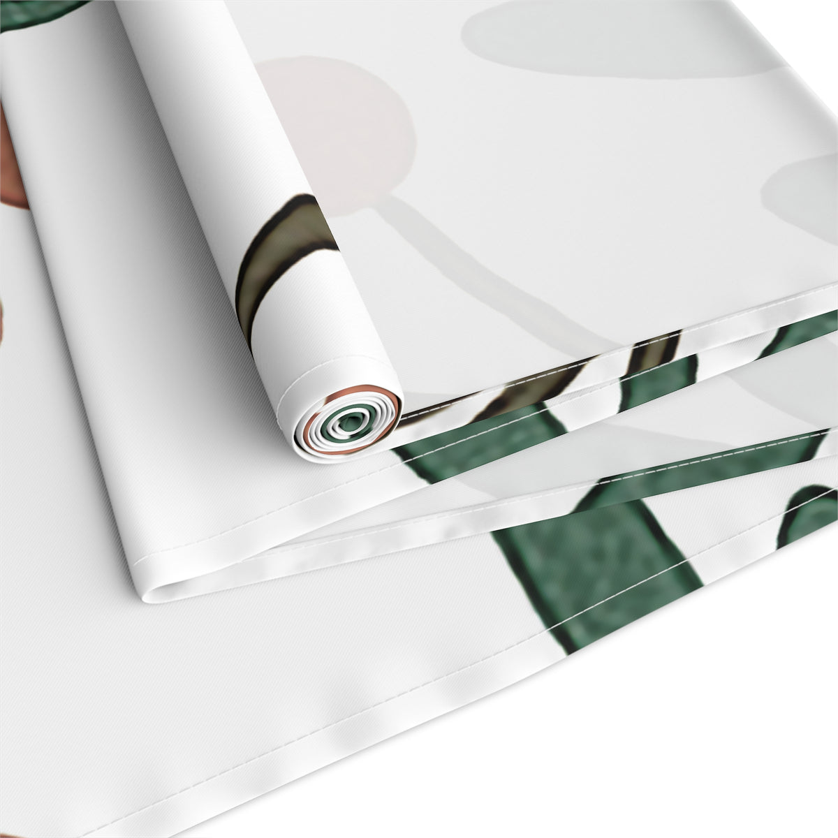 Botanical Berry Table Runner — Minimal Green Leaf & Terracotta Berries Cotton-Blend