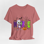 Halloween Nurse T-Shirt — Cute Skeleton, Pumpkin & Spiderweb Nurse Tee